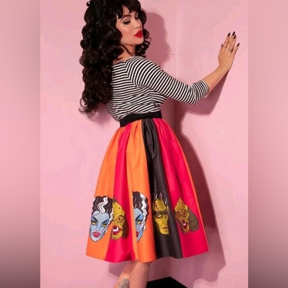 Vixen by Micheline Pitt Striped Ben Cooper Monster Mask Skirt XL - Picture 4 of 11